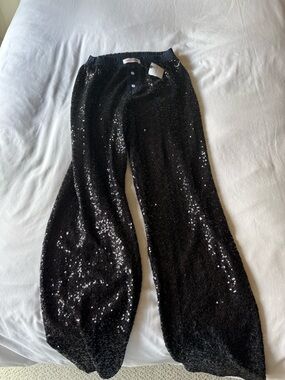 Small Black Sequin Flared Pants